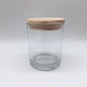 Wholesale 200 ML Transparent Round Glass Candle Holder with Wooden Lid