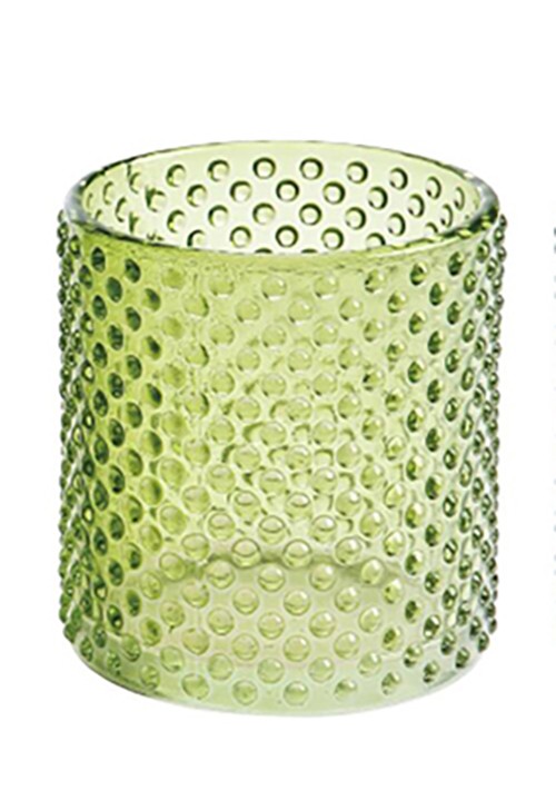  Wholesale 220 ml hot sale luxury empty embossed flower modern hobnail colored cylinder glass candle holder jar